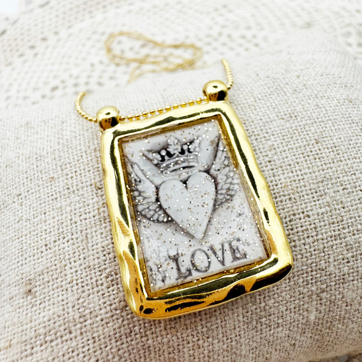 AMULET - Sautoir scapulaire martelé GM Love