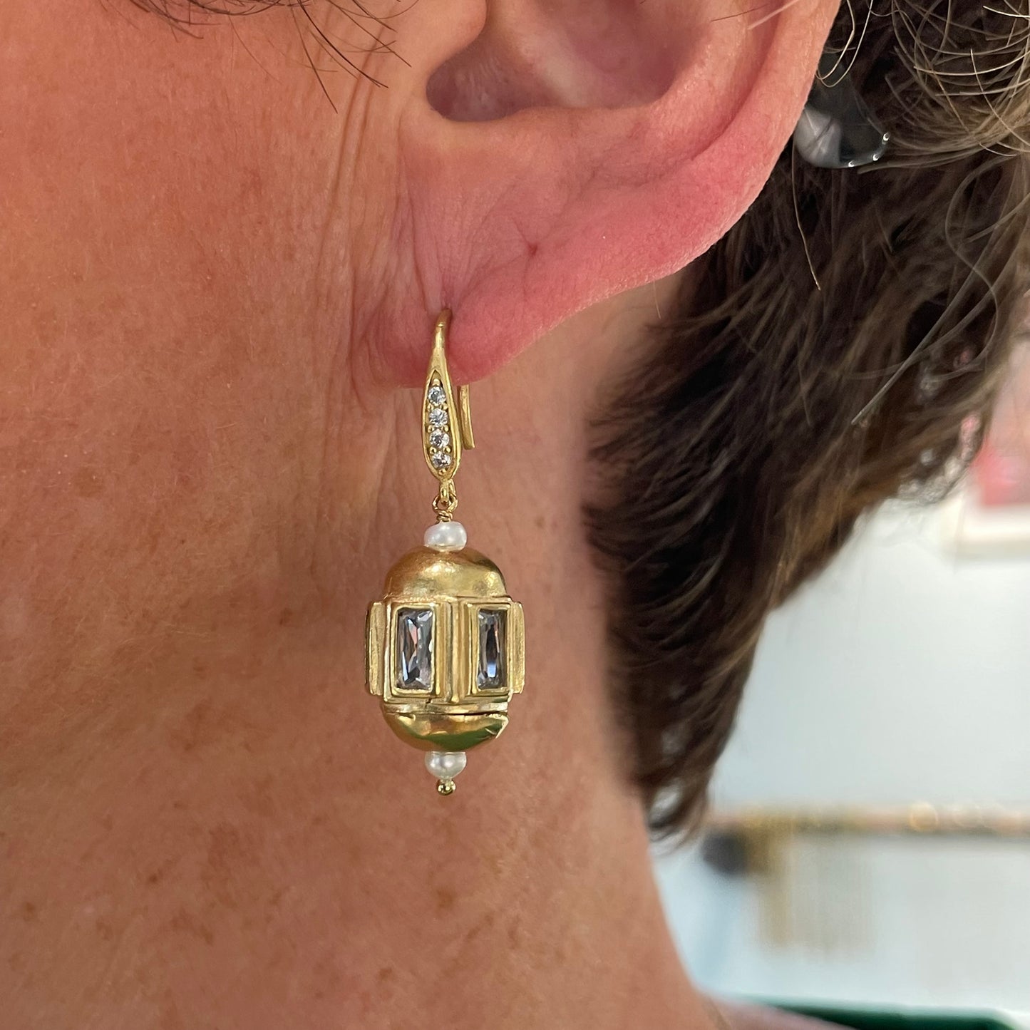 Boucles d'oreilles Taly perles blanches