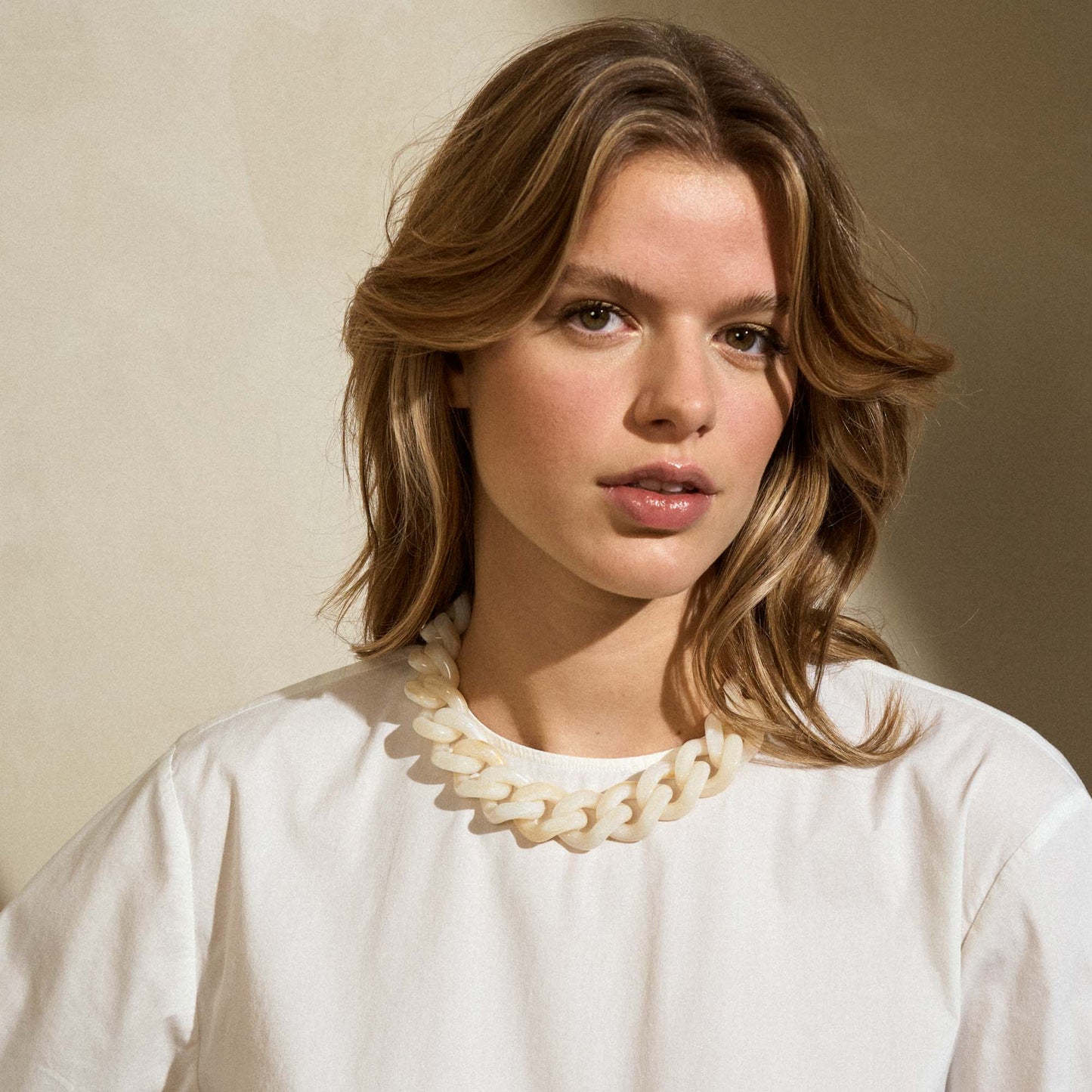 Collier Flat Chain Pearl Marble