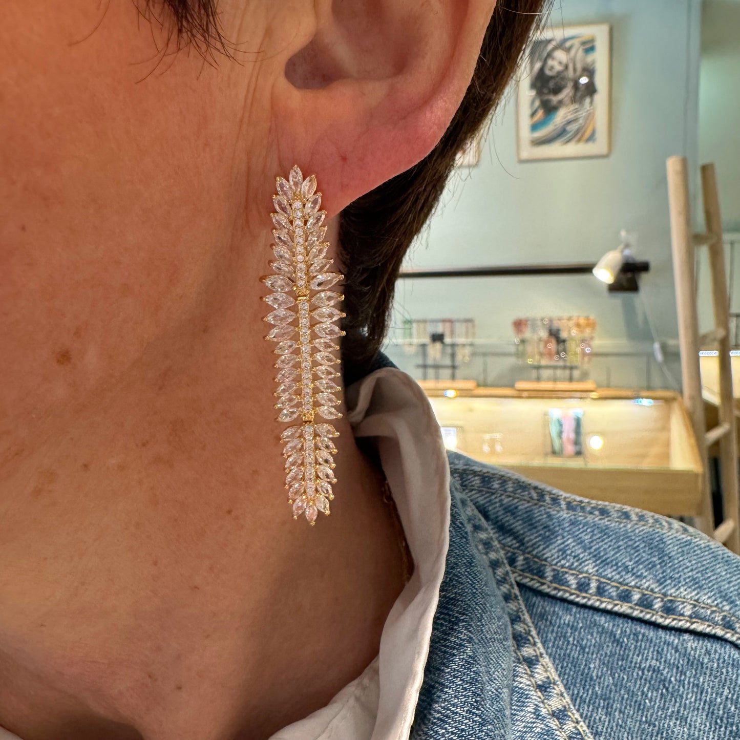Boucles d'Oreilles Luka Strass Blanc
