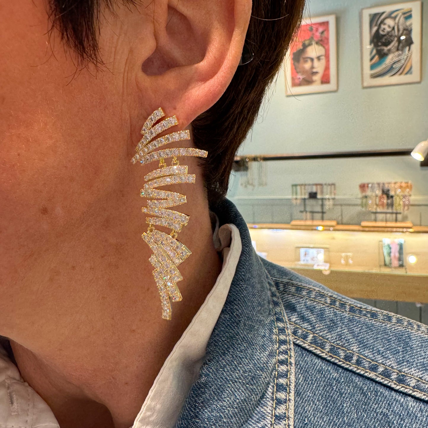 Boucles d'Oreilles Victoire Strass Blanc