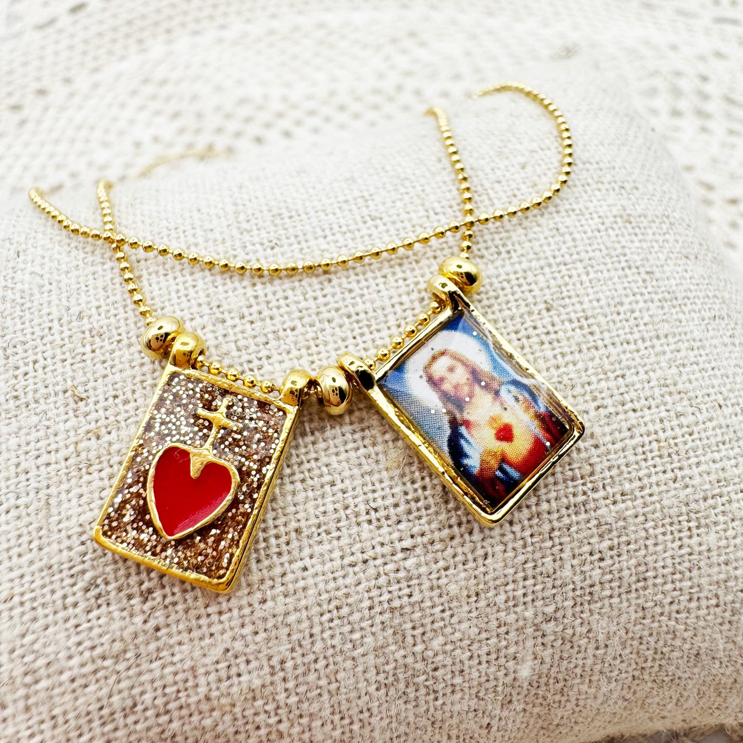 AMULET - Collier scapulaire double Christ