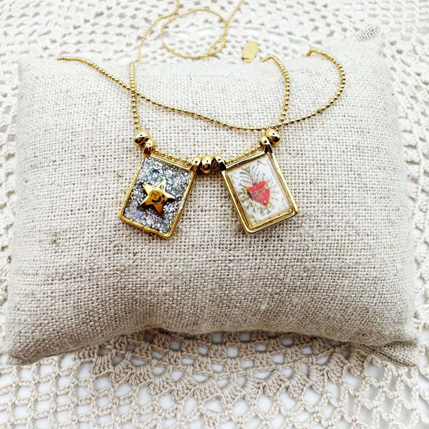 AMULET - Collier scapulaire double Coeur Sacré