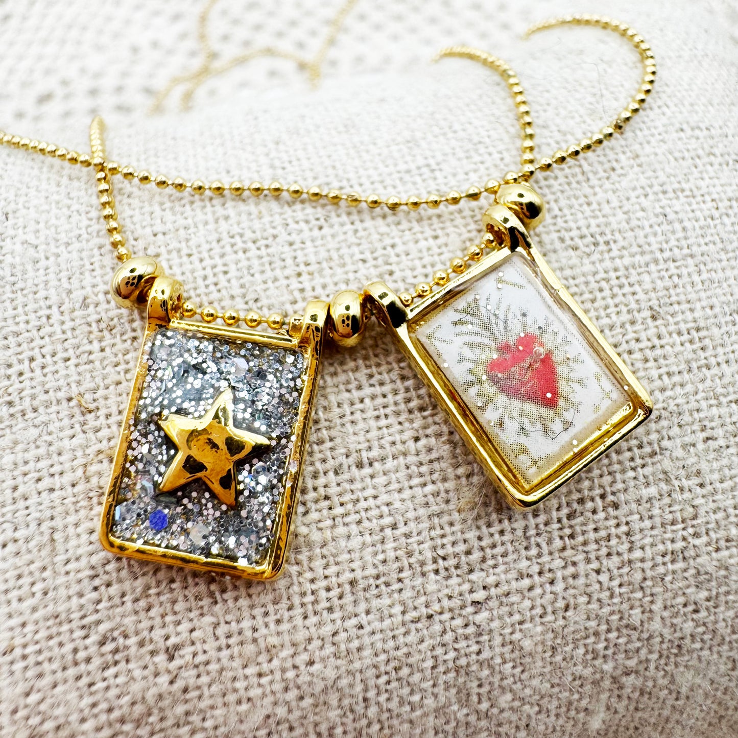 AMULET - Collier scapulaire double Coeur Sacré