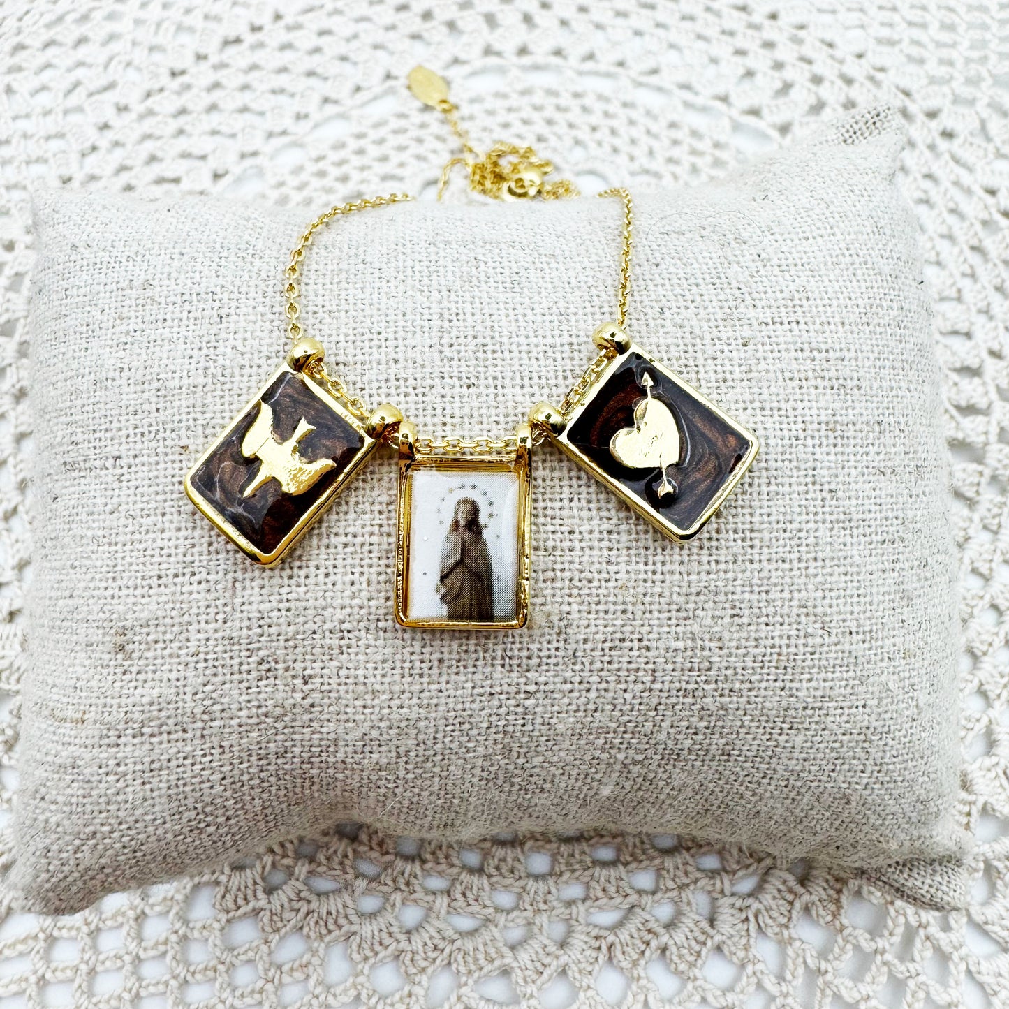AMULET - Collier scapulaire triple Vierge
