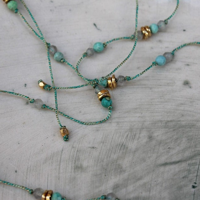 Collier Cordon Isis Labradorite Turquoise - Labradotite