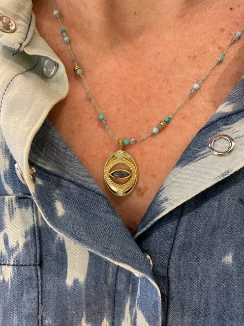 Collier Cordon Isis Labradorite Turquoise - Labradotite