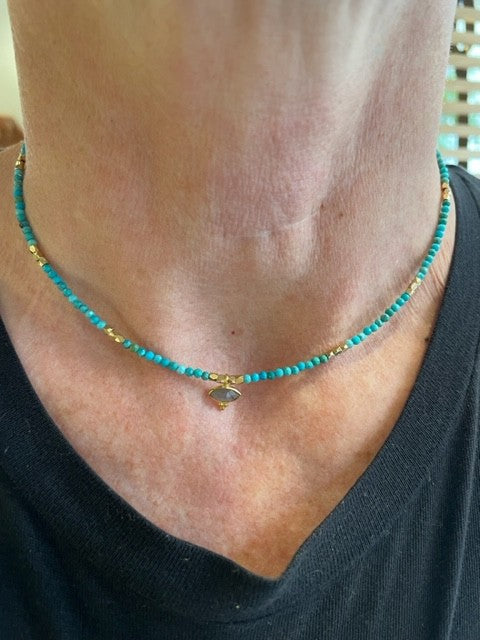 Chocker Eye Turquoise - Labradorite