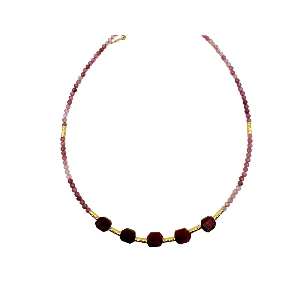 Collier Ras du Cou Élément Tourmaline Rose - Rubis