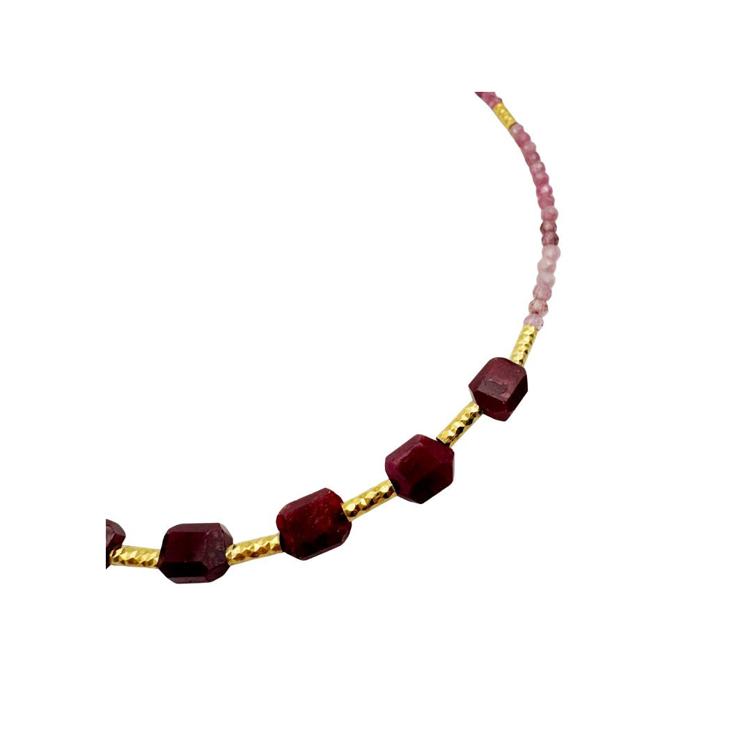 Collier Ras du Cou Élément Tourmaline Rose - Rubis