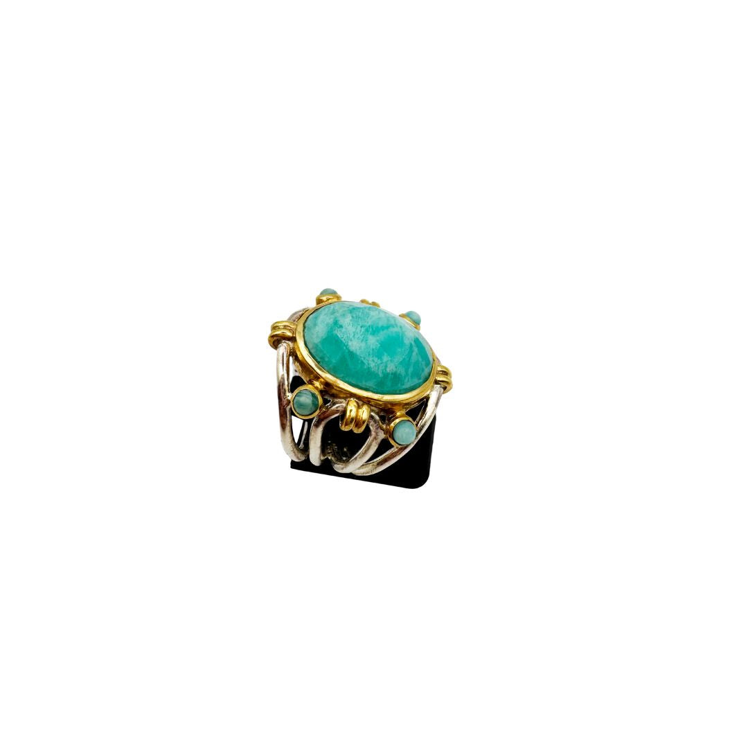 Bague R5907 argent et amazonite T56
