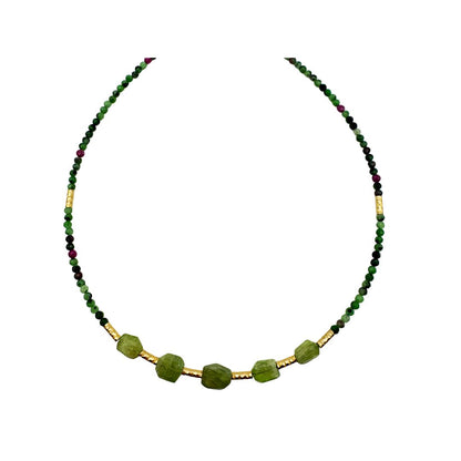 Collier Ras du Cou Élément Emeraude Phrénite