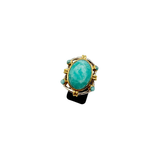 Bague R5907 argent et amazonite T56