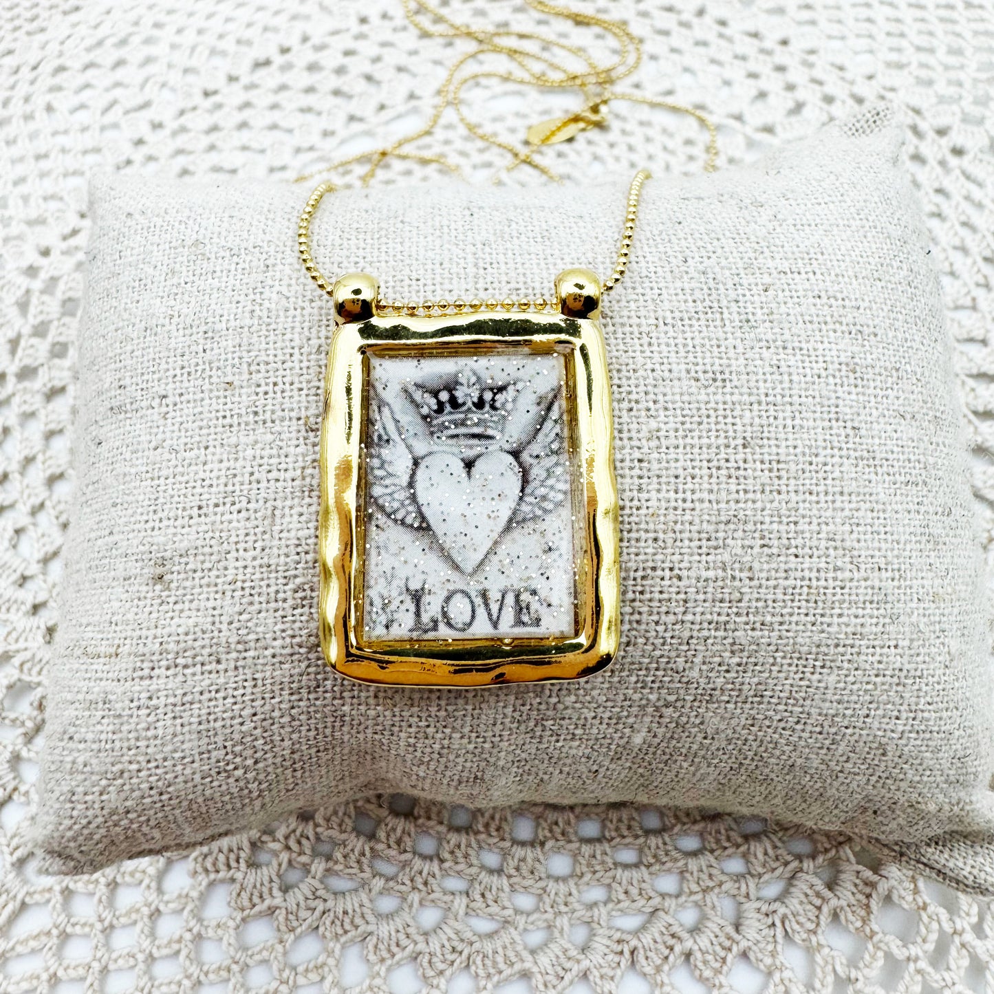 AMULET - Sautoir scapulaire martelé GM Love