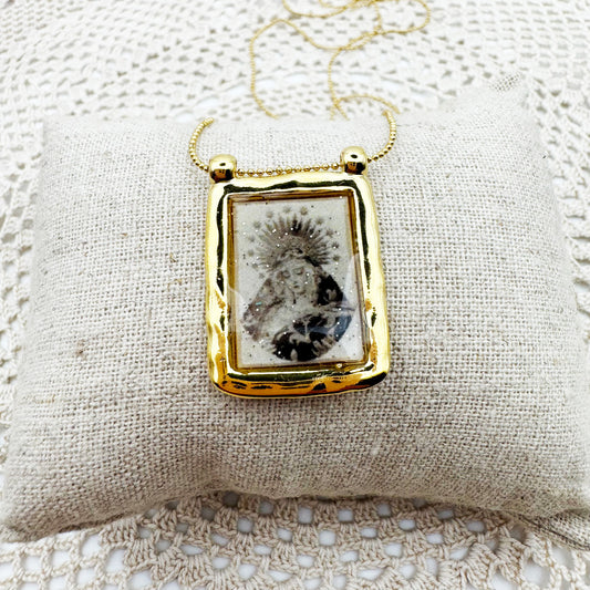 AMULET - Sautoir scapulaire martelé GM Vierge