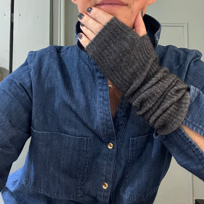 Mitaines Longues Serge Gris Anthracite