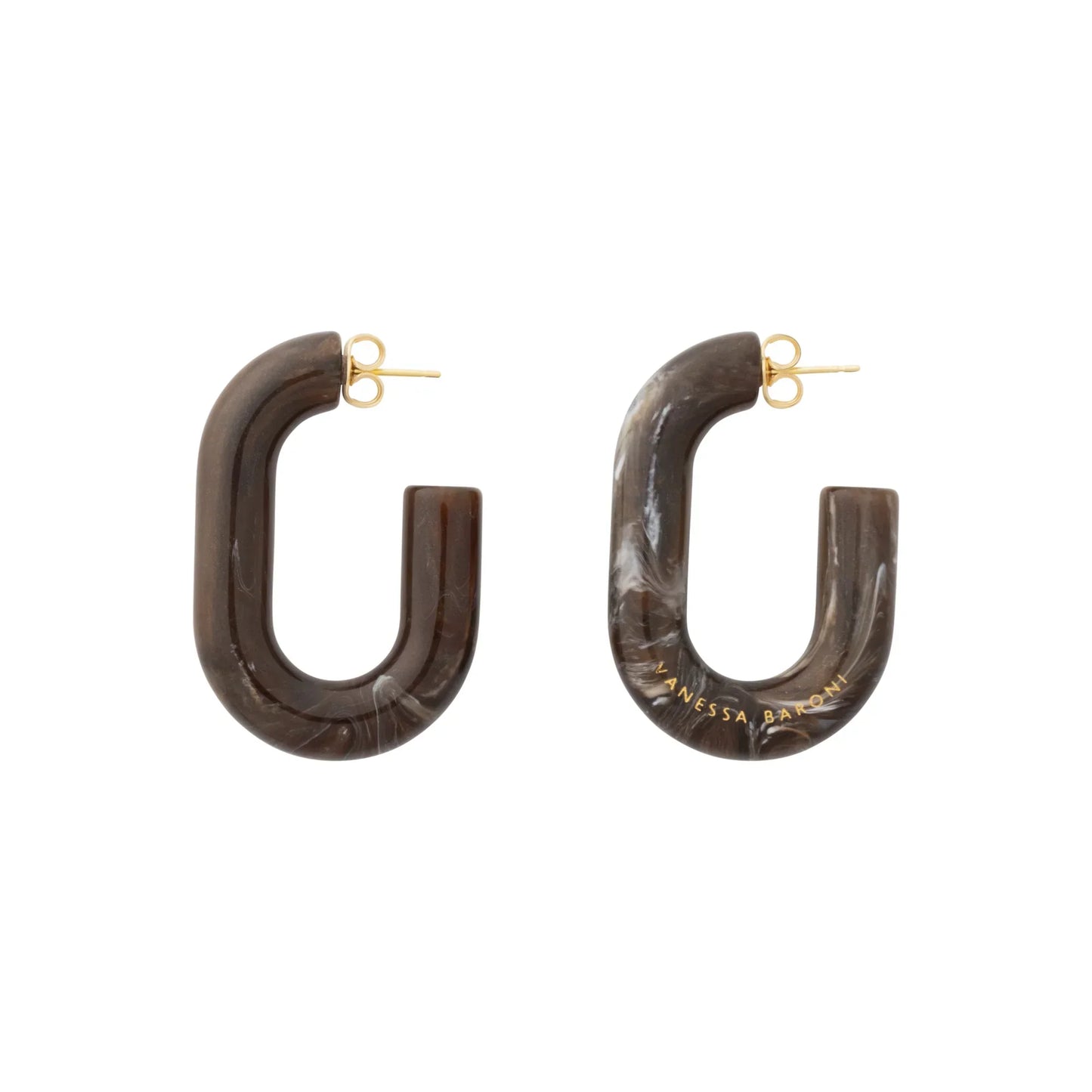 Boucles d'oreilles Ovale Dark brown Marble