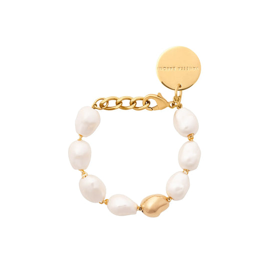 Organic Pearl Bracelet with Gold Pearl