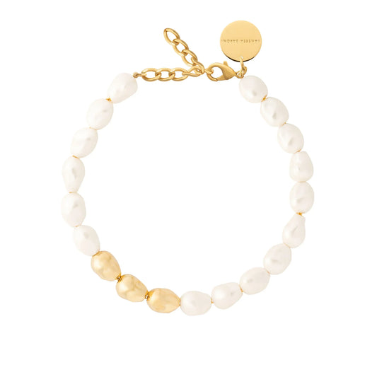 Collier Organic pearl Short With Gold Pearl