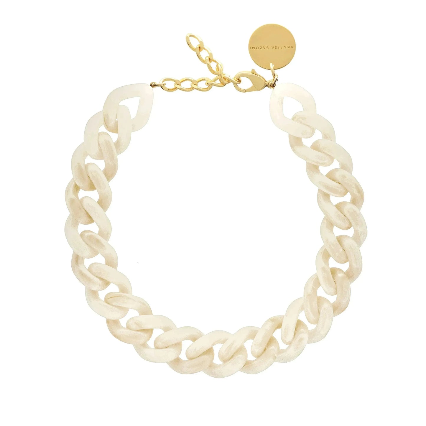 Collier Flat Chain Pearl Marble