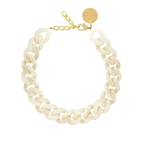 Collier Flat Chain Pearl Marble