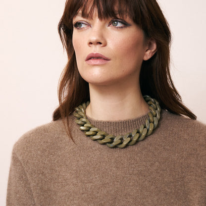 Collier Flat Chain Light Olive Marble