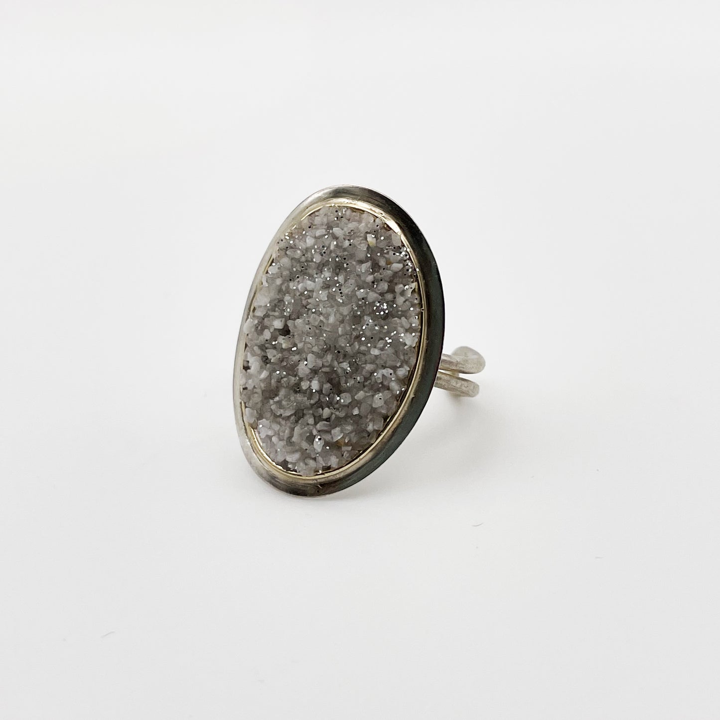 Sublime Bague Stella OV Zircons Blancs et Gris