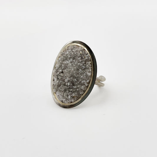 Sublime Bague Stella OV Zircons Blancs et Gris