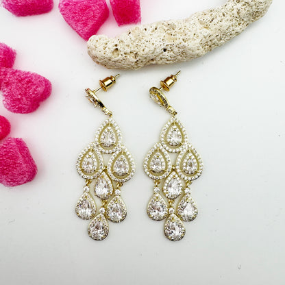 Boucles d'Oreilles Crown Strass Blanc