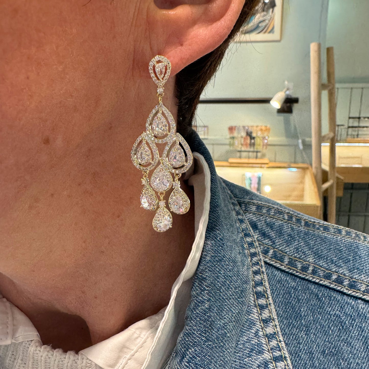 Boucles d'Oreilles Crown Strass Blanc