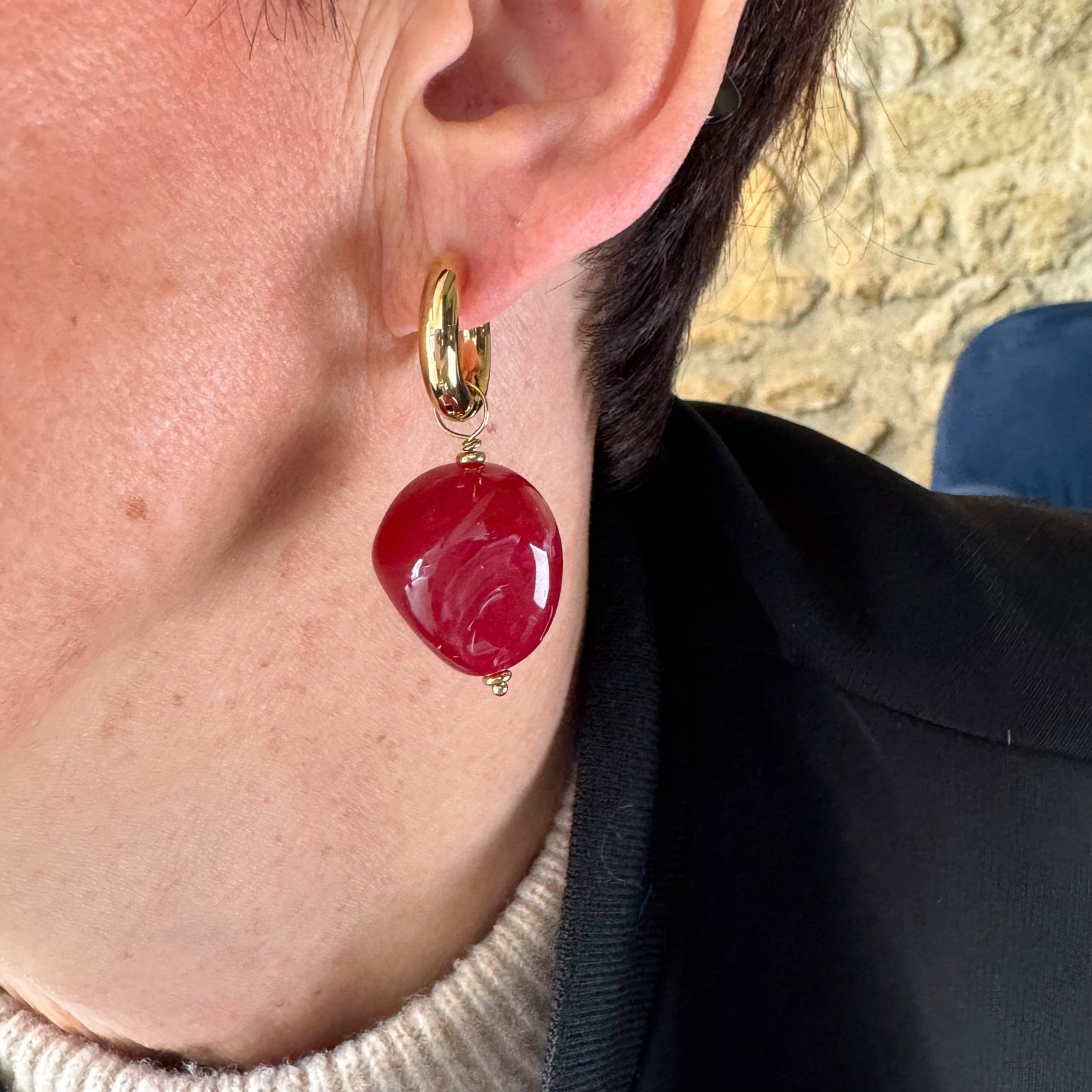Boucles d'oreilles Elisa Rouge