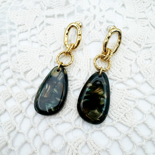 Boucles d'oreilles Bora Noir Vert