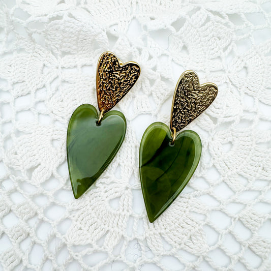 Boucles d'oreilles Coeur Vert