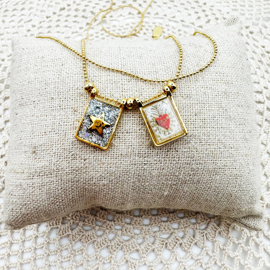 AMULET - Collier scapulaire double Coeur Sacré