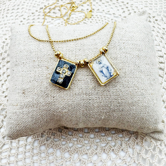 AMULET - Collier scapulaire double Cross
