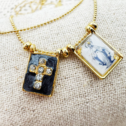 AMULET - Collier scapulaire double Cross