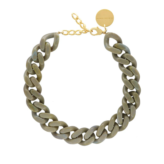 Collier Flat Chain Light Olive Marble