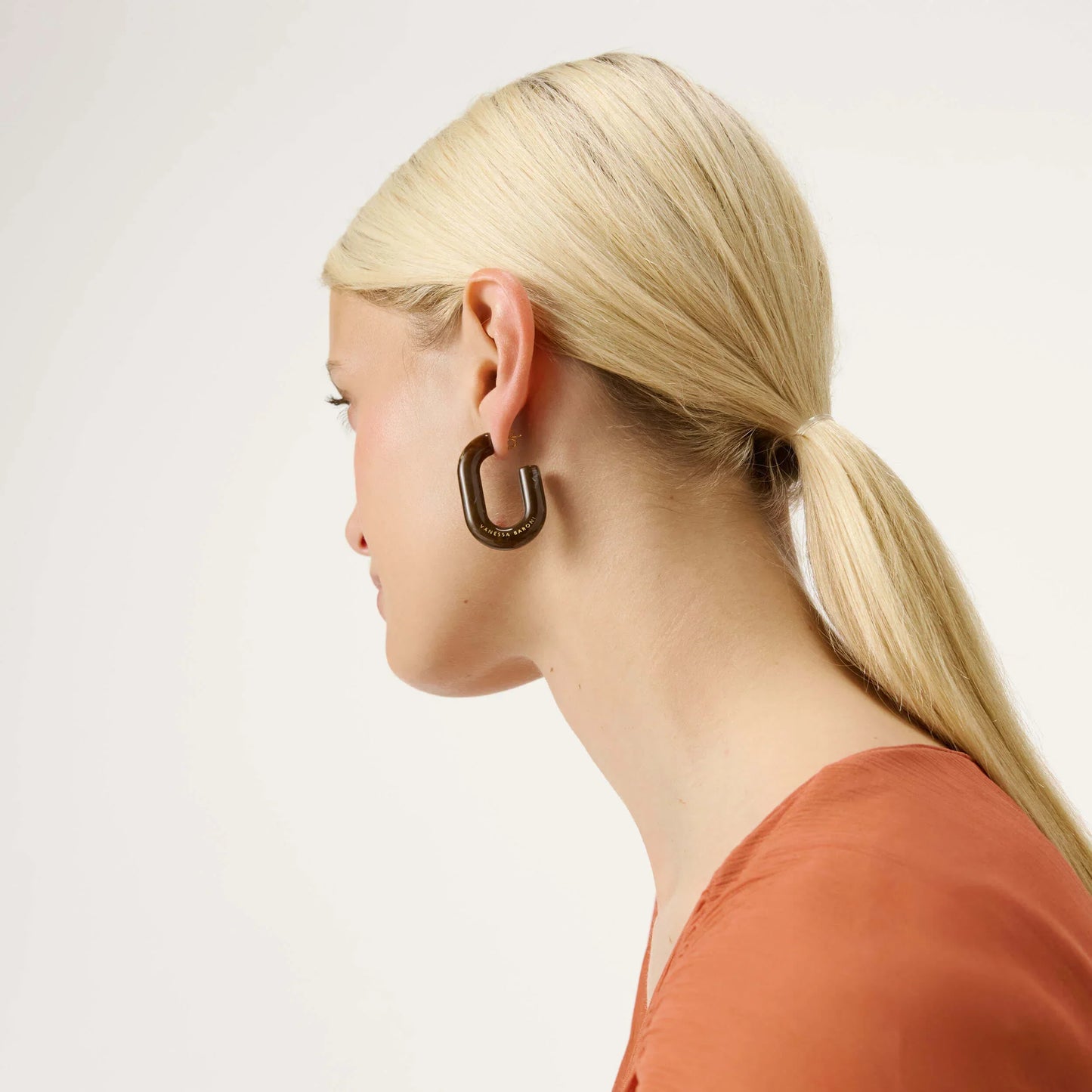 Boucles d'oreilles Ovale Dark brown Marble