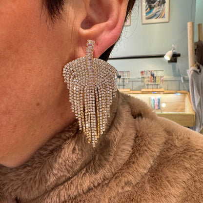 Boucles d'Oreilles Luna Doré Strass Argentés