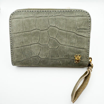 Portefeuille Nubuk Mini Bob Croco Kaki