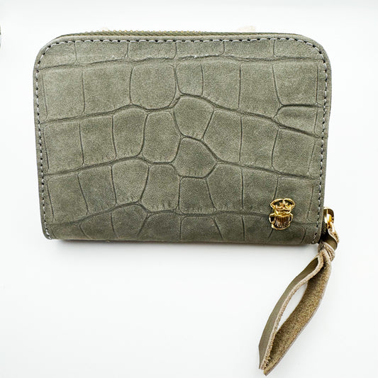 Portefeuille Nubuk Mini Bob Croco Kaki