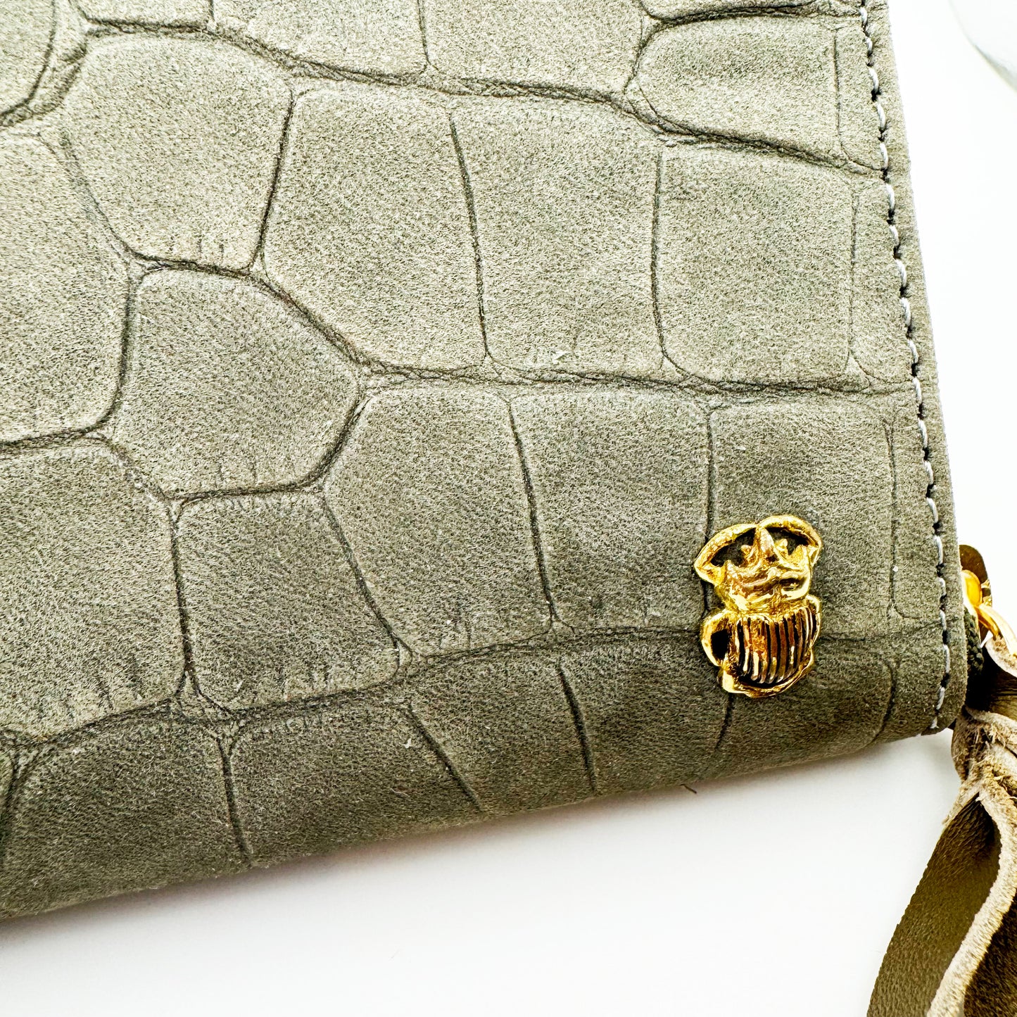 Portefeuille Nubuk Mini Bob Croco Kaki