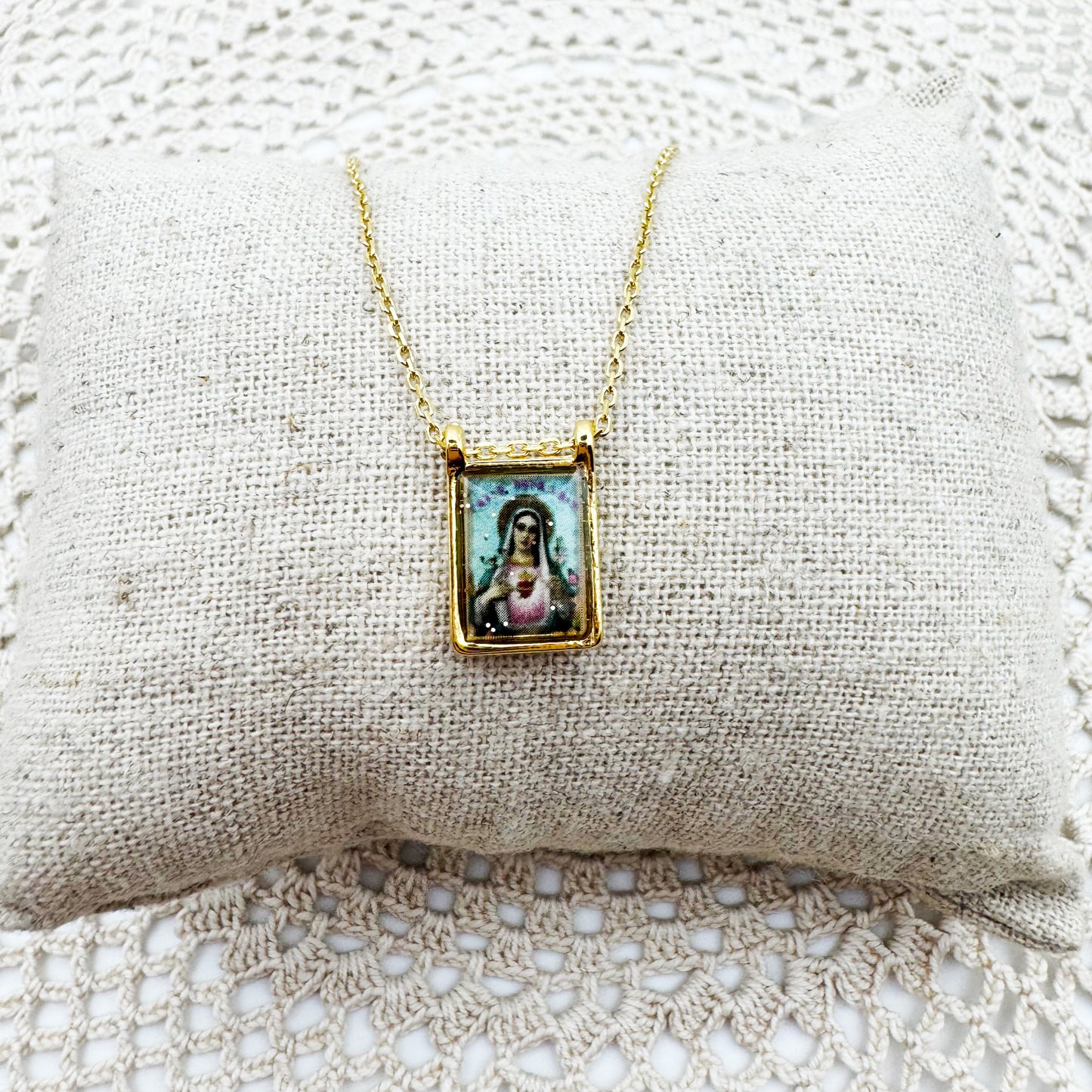 AMULET - Collier scapulaire simple Madone Color