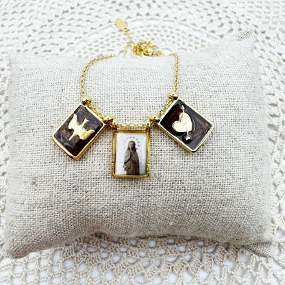 AMULET - Collier scapulaire triple Vierge