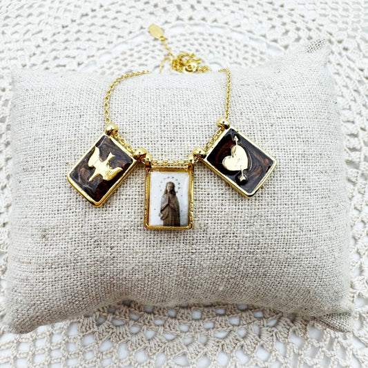 AMULET - Collier scapulaire triple Vierge