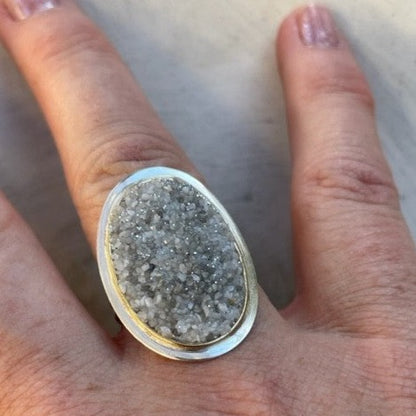 Sublime Bague Stella OV Zircons Blancs et Gris