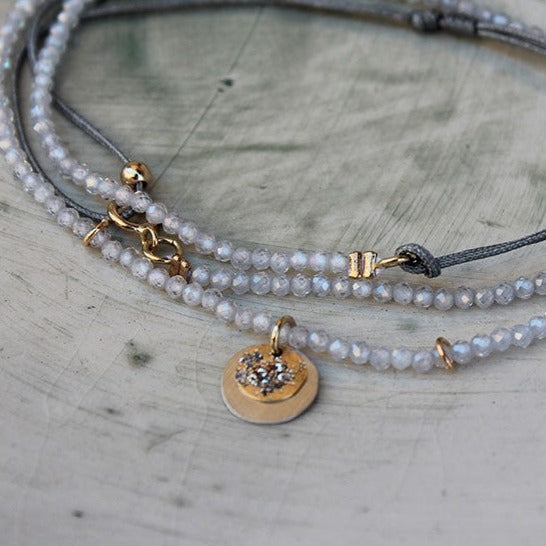 Sublime Bracelet 3 Cordons Stella Perles Zircons Blancs