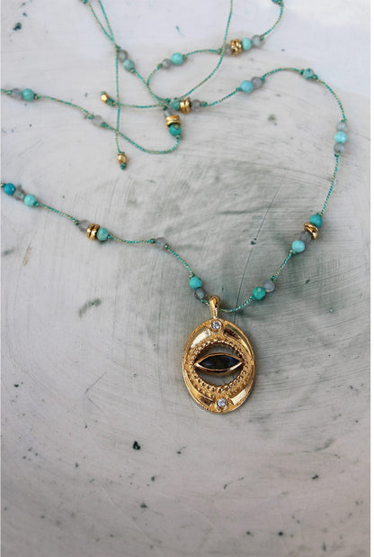 Collier Cordon Isis Labradorite Turquoise - Labradotite