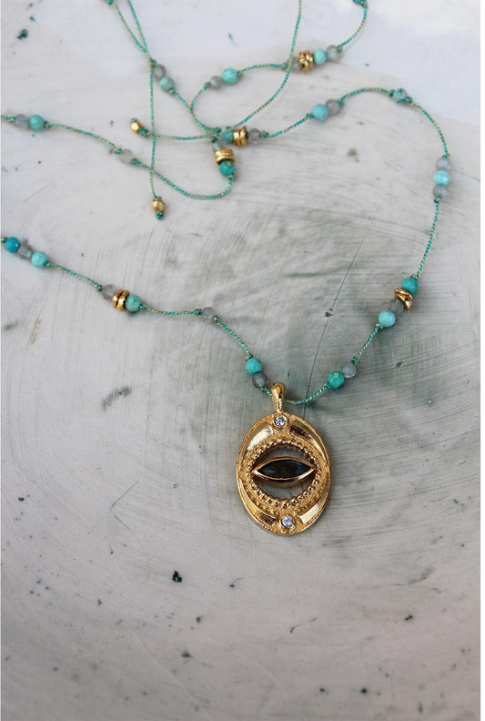 Collier Cordon Isis Labradorite Turquoise - Labradotite