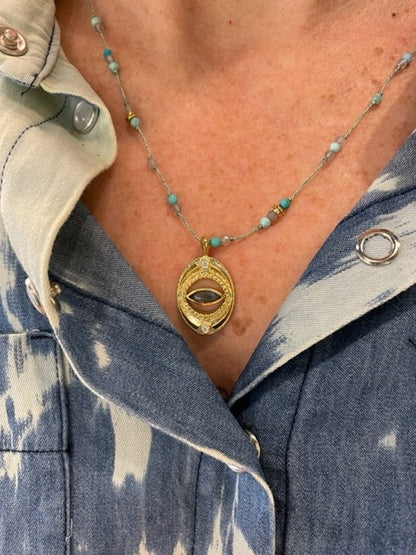 Collier Cordon Isis Labradorite Turquoise - Labradotite